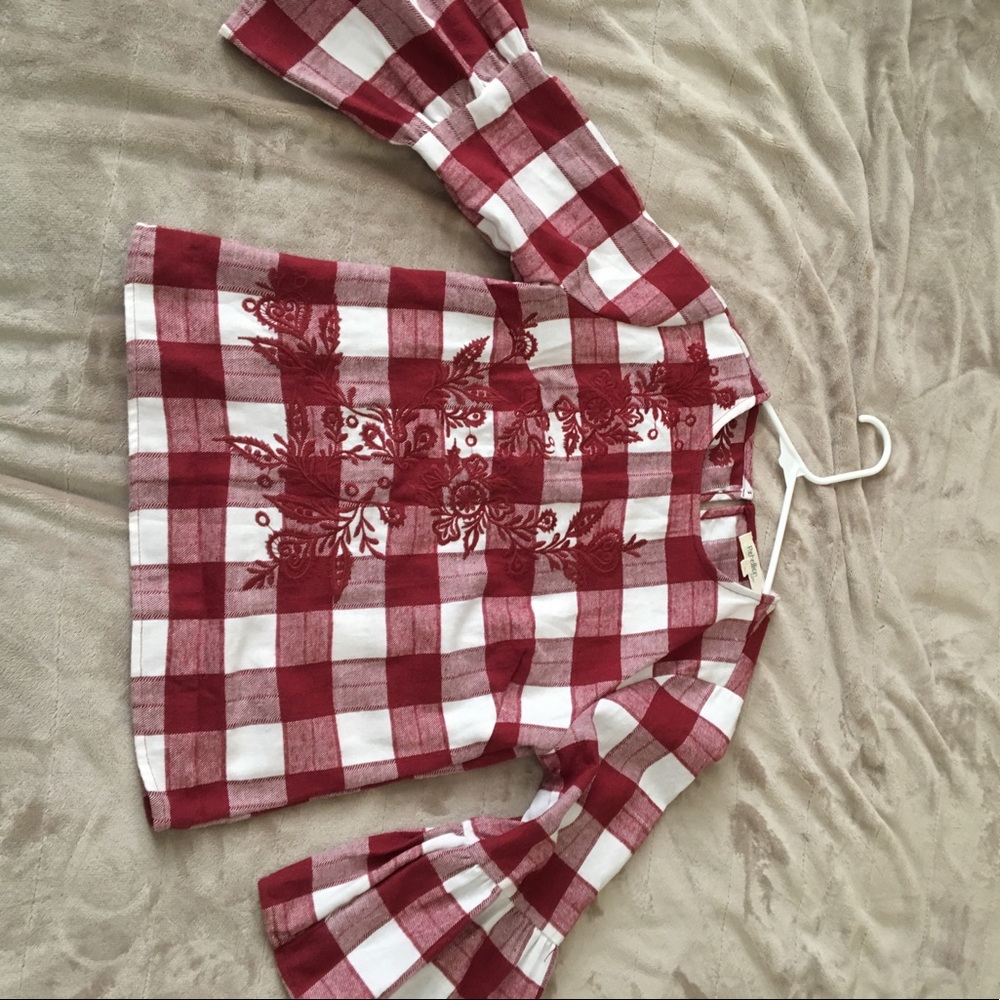 Flannel Bell Sleeve Top